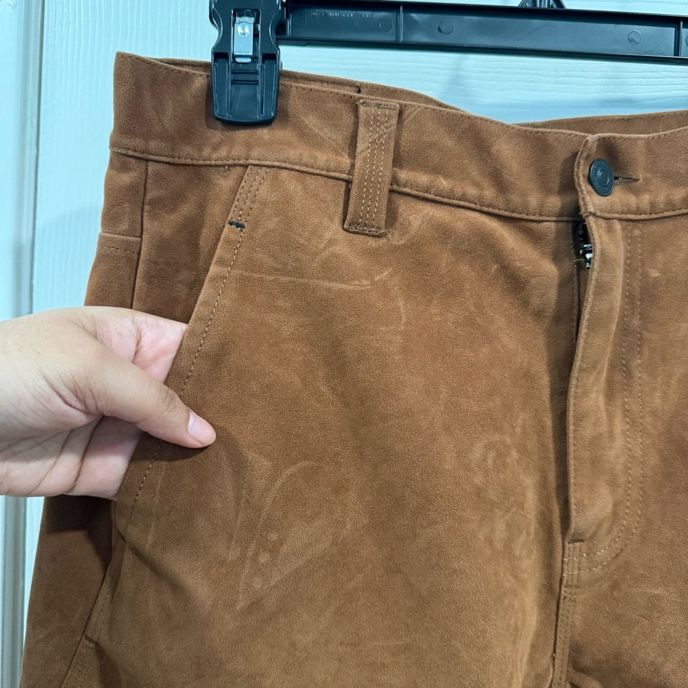Free People We the Free Dylan Vegan Suede Tan Long Shorts Bermudas Size 29 - Picture 6 of 13